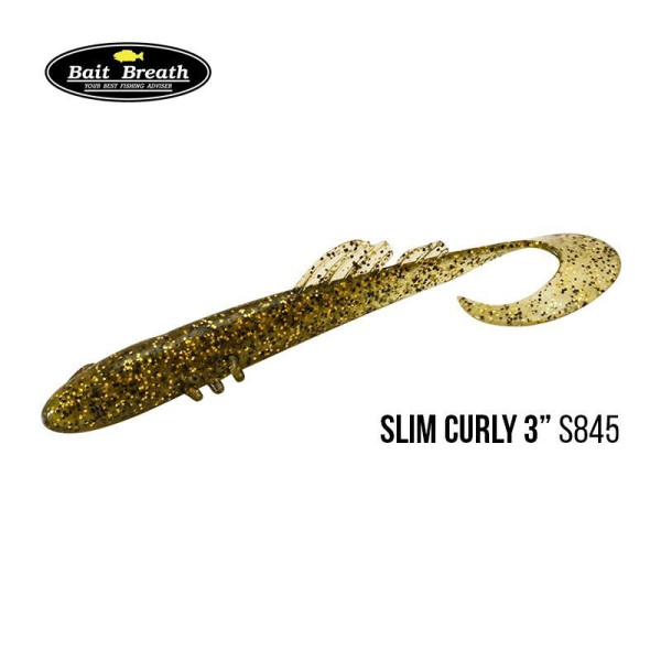 ".Приманка Bait Breath BeTanCo Slim Curly 3" (8шт) (S845 　Gold melon)