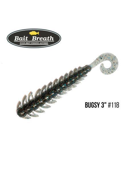 Приманка Bait Breath BUGSY 3" Rock Soul (11 шт.) (118 Smoke/Blue・Gold・Seed)