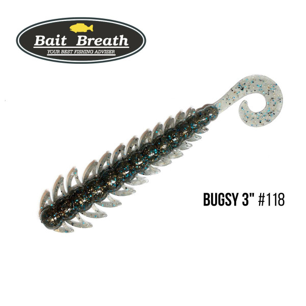 Приманка Bait Breath BUGSY 3" Rock Soul (11 шт.) (118 Smoke/Blue・Gold・Seed)