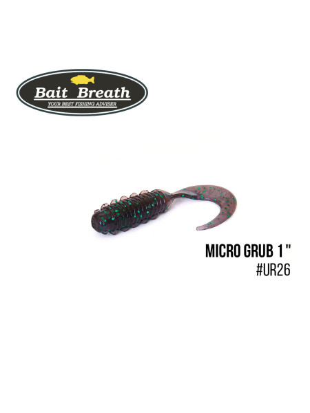 Приманка Bait Breath Micro Grub 1" (15шт.) (Ur26 Junebug/green*seed)