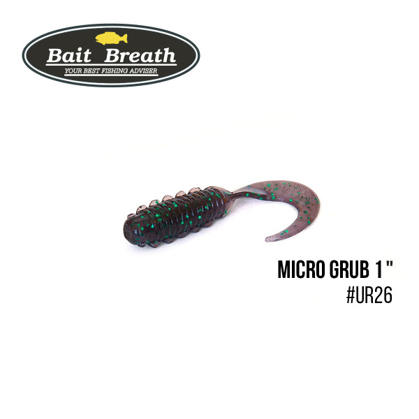 Приманка Bait Breath Micro Grub 1" (15шт.) (Ur26 Junebug/green*seed)