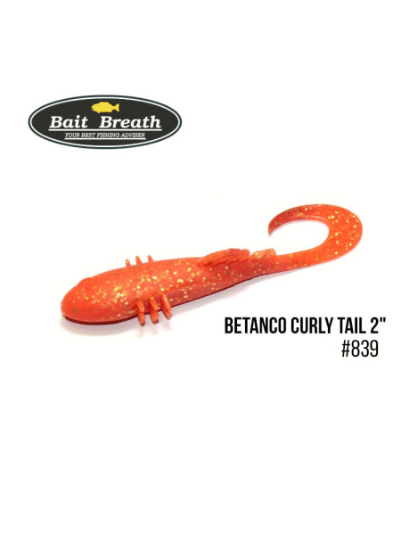 Приманка Bait Breath BeTanCo Curly Tail 2" (8шт.) (S839 Orange/Gold)