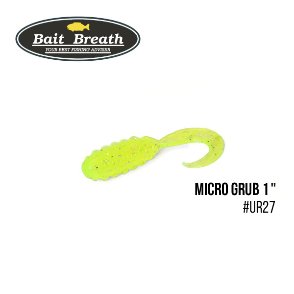 Приманка Bait Breath Micro Grub 1" (15шт.) (Ur27 Chartreuse/silver)