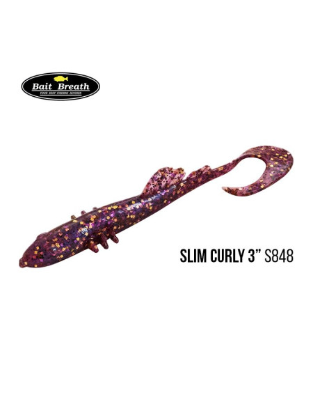 ".Приманка Bait Breath BeTanCo Slim Curly 3" (8шт) (S848 Purple PG)