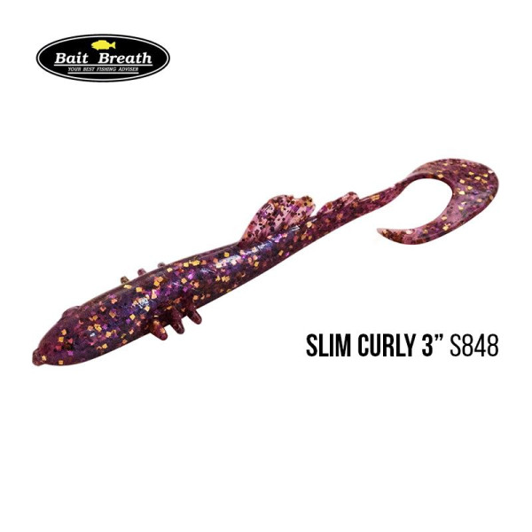 ".Приманка Bait Breath BeTanCo Slim Curly 3" (8шт) (S848 Purple PG)