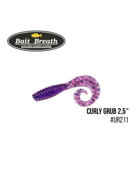 Приманка Bait Breath Curly Grub 2,5" (12шт) (Ur211 Electric Blue Shad)