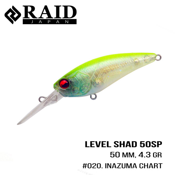 ".Воблер Raid Level Shad (50.3mm, 4.3g) (020 Inazuma Chart)