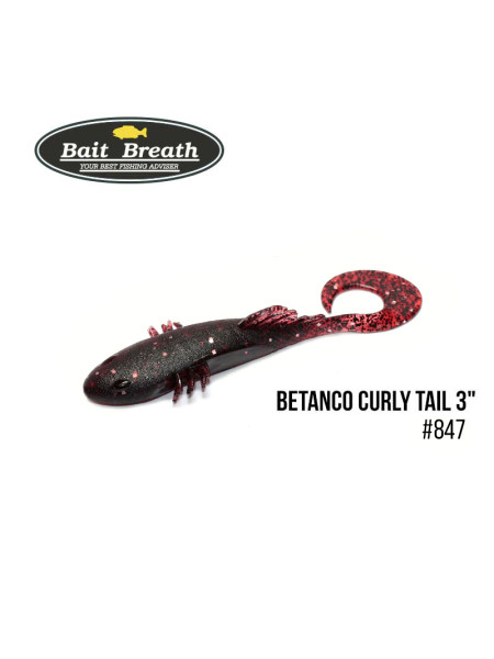Приманка Bait Breath BeTanCo Curly Tail 3" (6 шт.) (S847 Blood red／Silver)