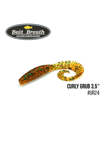 Приманка Bait Breath Curly Grub 3,5" (10шт) (Ur24 Pumpkin/green*seed)