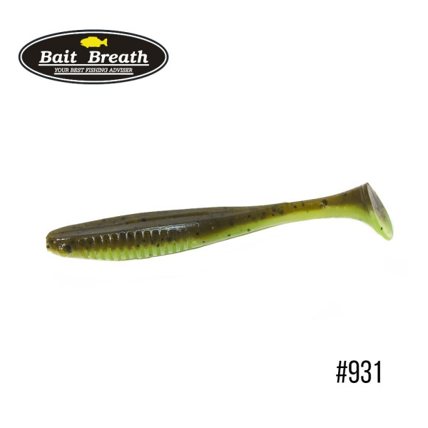 Приманка Bait Breath E.T.Shad 3,4" (7 шт) (931 Greenpumpkin/Chart (2 tone color))