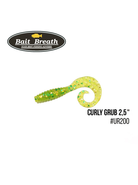 Приманка Bait Breath Curly Grub 2,5" (12шт) (Ur200 Chartreuse)