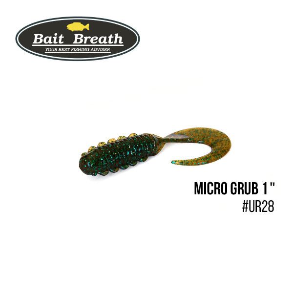 Приманка Bait Breath Micro Grub 1" (15шт.) (Ur28 Motoroil/green)