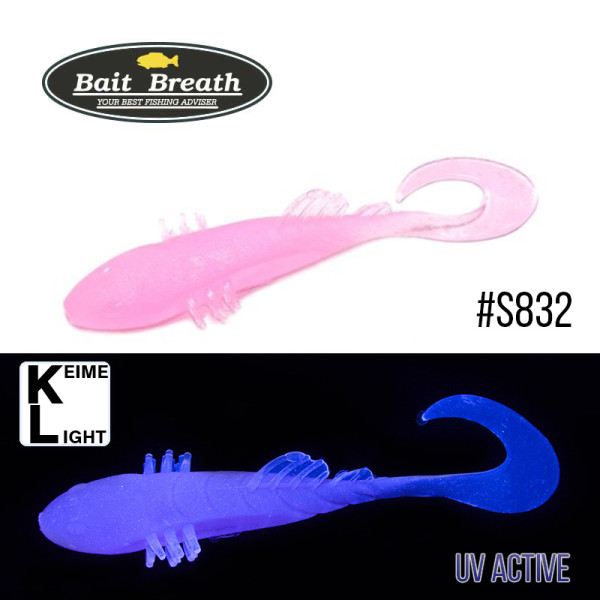 Приманка Bait Breath BeTanCo Curly Tail 3" (6 шт.) (S832 Grow Pink ／Keime light)