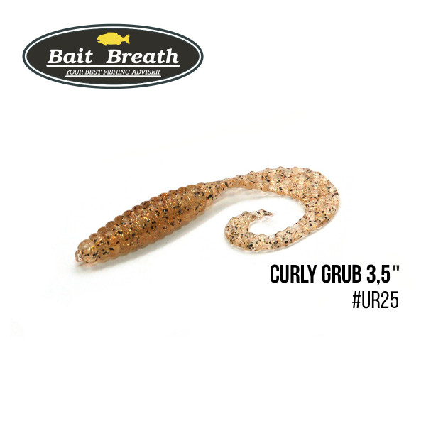 Приманка Bait Breath Curly Grub 3,5" (10шт) (Ur25 Clear/gold*orange*seed)
