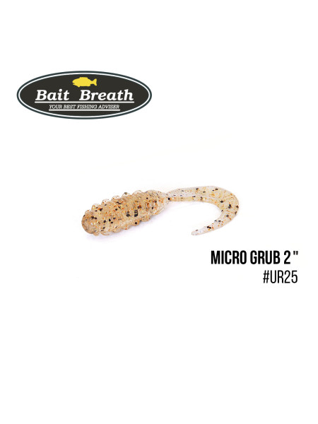 Приманка Bait Breath Micro Grub 2" (12шт.) (Ur25 Clear/gold*orange*seed)