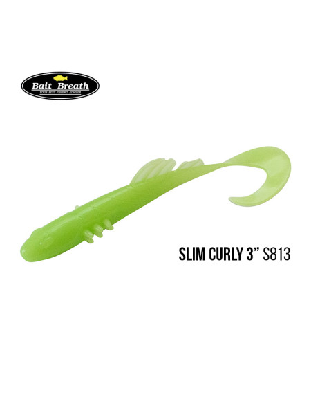 Приманка Bait Breath BeTanCo Slim Curly 3" (8шт) (S813 Glow Lime Chart)