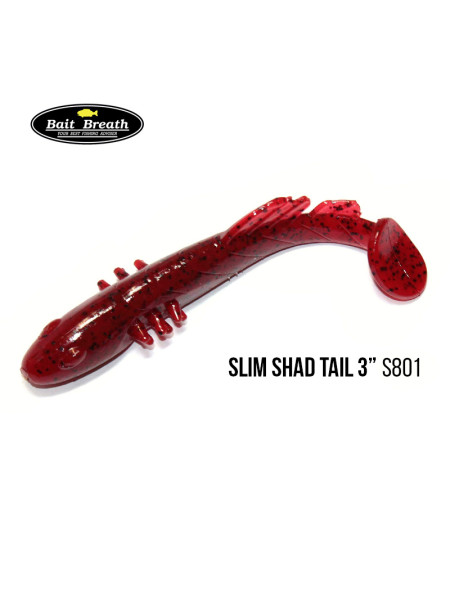 Приманка Bait Breath BeTanCo Shad Tail Slim 3" (8 шт.) (S801 Red／Seed)