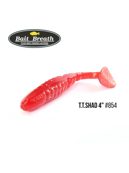 Приманка Bait Breath T.T.Shad 4" (6 шт) (S854 　Clear red ／Silver)