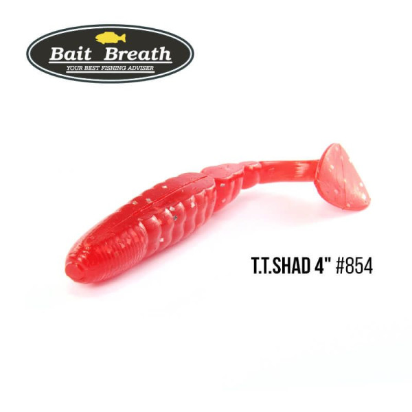 Приманка Bait Breath T.T.Shad 4" (6 шт) (S854 　Clear red ／Silver)