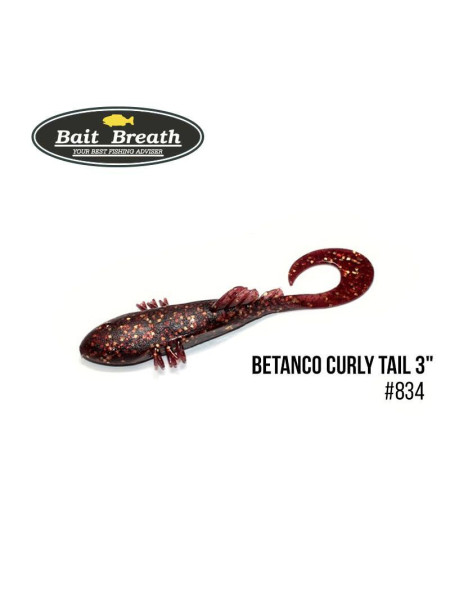 ".Приманка Bait Breath BeTanCo Curly Tail 3" (6 шт.) (S834 Cola blue parl/Gold・Apricot)