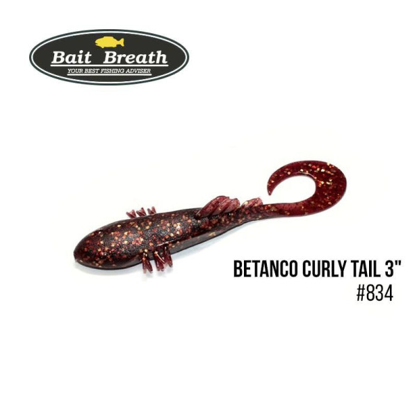 ".Приманка Bait Breath BeTanCo Curly Tail 3" (6 шт.) (S834 Cola blue parl/Gold・Apricot)