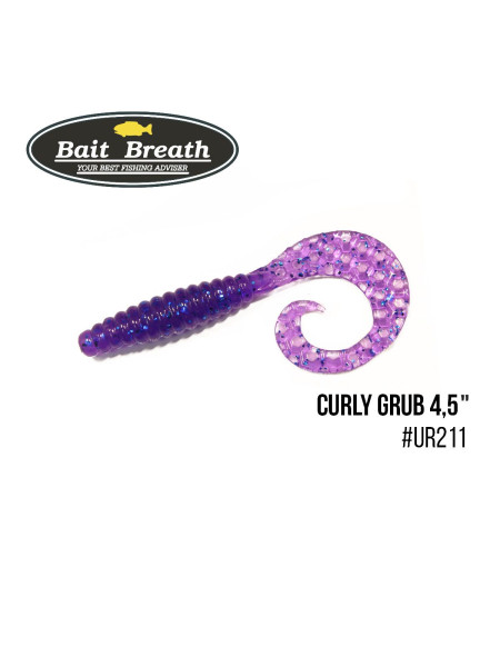 ".Приманка Bait Breath Curly Grub 4,5" (8шт) (Ur211 Electric Blue Shad)