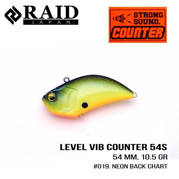 ".Воблер Raid Level Vib Counter (54mm, 10.5g) (019 Neon Back Chart)