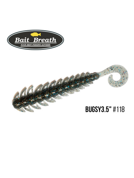 Приманка Bait Breath BUGSY 3,5" (8шт.) (118 Smoke/Blue・Gold・Seed )