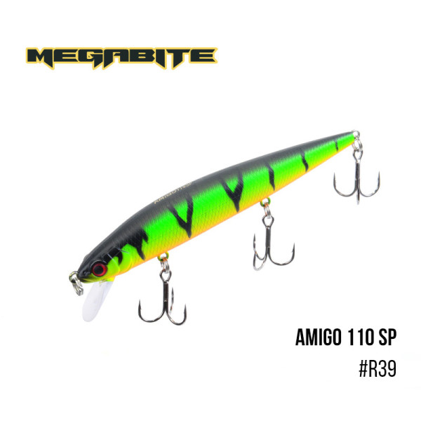 Воблер Megabite Amigo 110 SP (110 мм, 14,3 гр, 1,0 m) (R39)