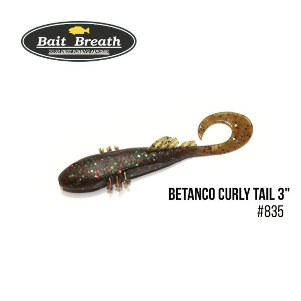 ".Приманка Bait Breath BeTanCo Curly Tail 3" (6 шт.) (S835 Greenpumpkin/green・red)