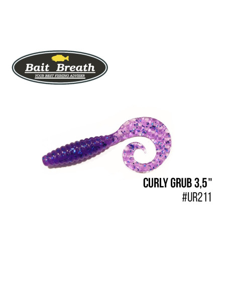 Приманка Bait Breath Curly Grub 3,5" (10шт) (Ur211 Electric Blue Shad)