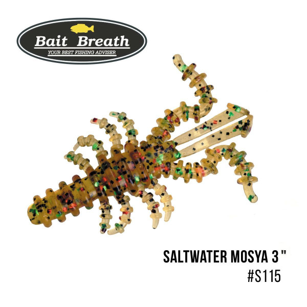 ".Приманка Bait Breath Saltwater Mosya 3" (6 шт.) (S115 　Pumpkin／green・red・seed)