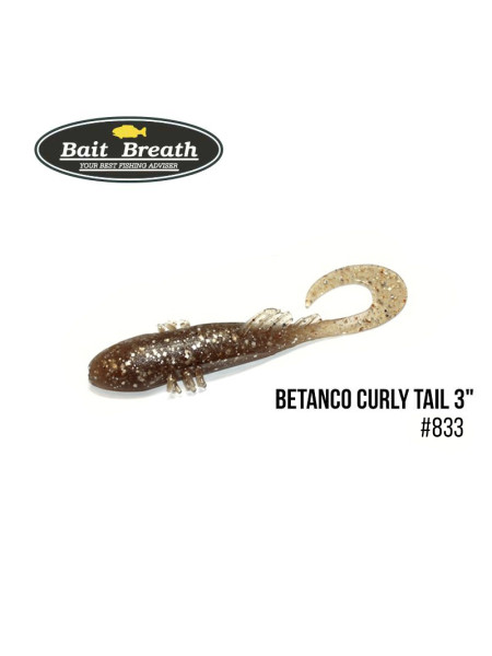 Приманка Bait Breath BeTanCo Curly Tail 3" (6 шт.) (S833 Smoke/Silver)