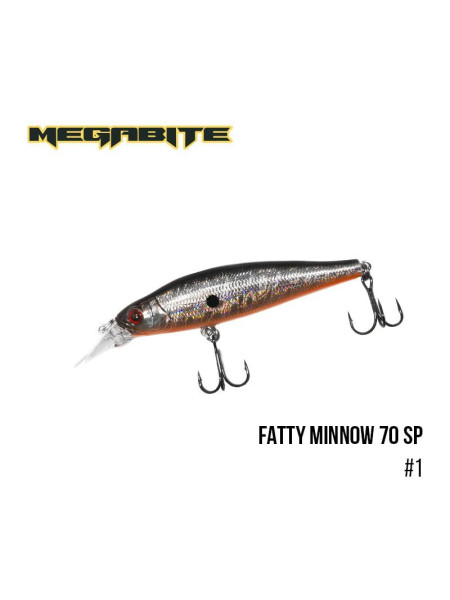 ".Воблер Megabite Fatty Minnow 70 SP (70 мм, 10 гр, 1,4 m) (1)