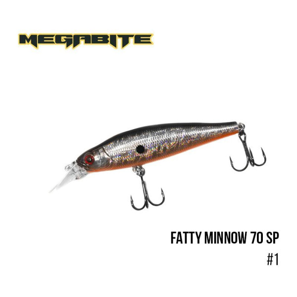 ".Воблер Megabite Fatty Minnow 70 SP (70 мм, 10 гр, 1,4 m) (1)