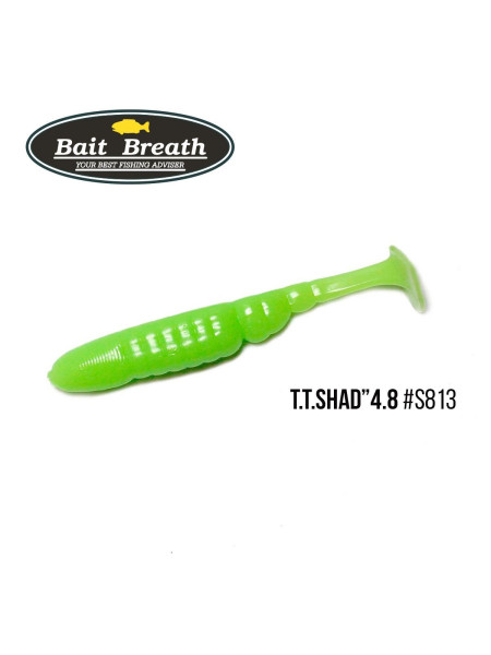 ".Приманка Bait Breath T.T.Shad 4,8" (5 шт) (S813 　Glow Lime chart)