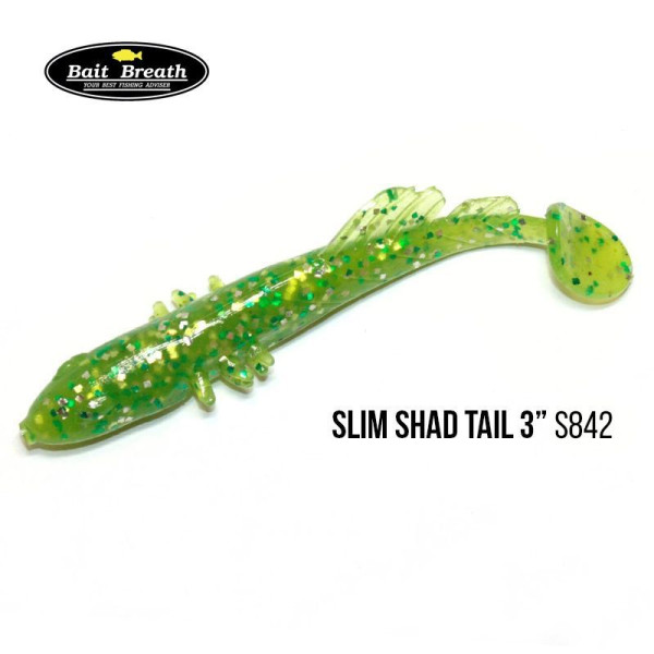 ".Приманка Bait Breath BeTanCo Shad Tail Slim 3" (8 шт.) (S842 Chart Silver)