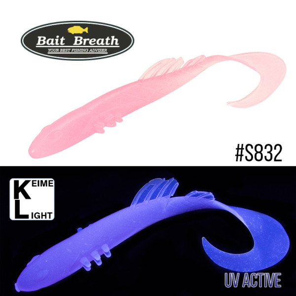 Приманка Bait Breath BeTanCo Slim Curly 3" (8шт) (S832 Grow Pink ／Keime light)