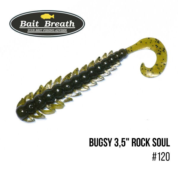 Приманка Bait Breath BUGSY 3,5" Rock Soul (10 шт.) (120 Green Pumpkin/Seed)