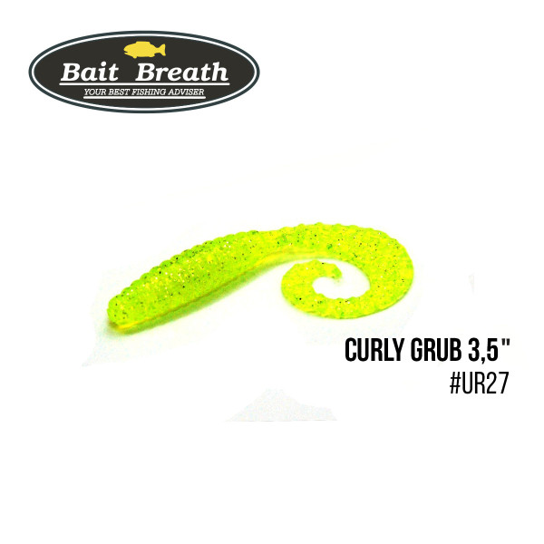 Приманка Bait Breath Curly Grub 3,5" (10шт) (Ur27 Chartreuse/silver)