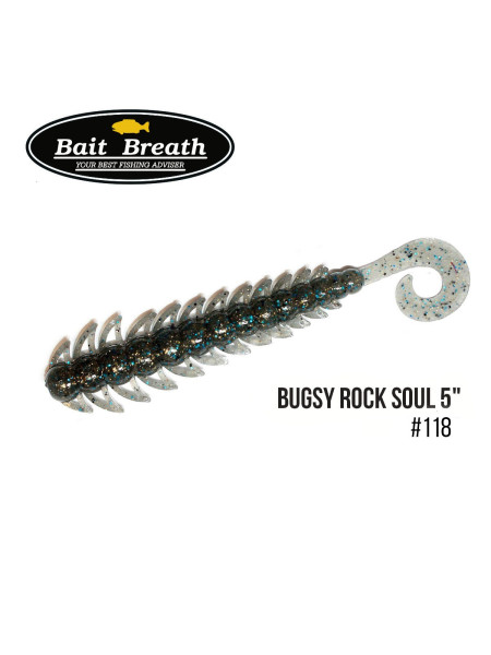 Приманка Bait Breath BUGSY 5" Rock Soul (8 шт.) (118 Smoke/Blue・Gold・Seed)