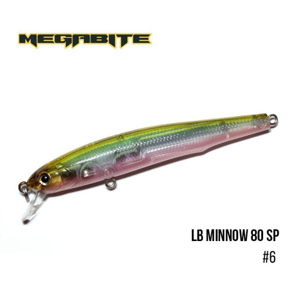 ".Воблер Megabite LB Minnow 80 SP (80 мм, 5,5 гр, 0,8 m) (6)