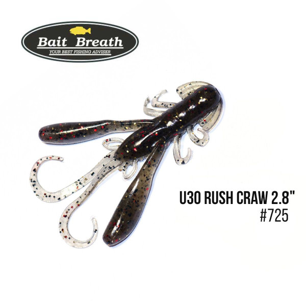 ".Приманка Bait Breath U30 Rush Craw 2.8" (7шт.) (725 Greenpumpkin/gold red)