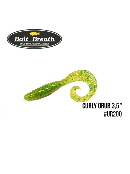 Приманка Bait Breath Curly Grub 3,5" (10шт) (Ur200 Chartreuse)