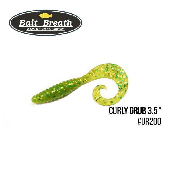 Приманка Bait Breath Curly Grub 3,5" (10шт) (Ur200 Chartreuse)