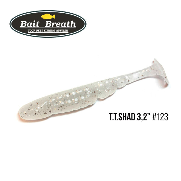 ".Приманка Bait Breath T.T.Shad 3,2" (7 шт) (123 BYS Clear white ／Silver)