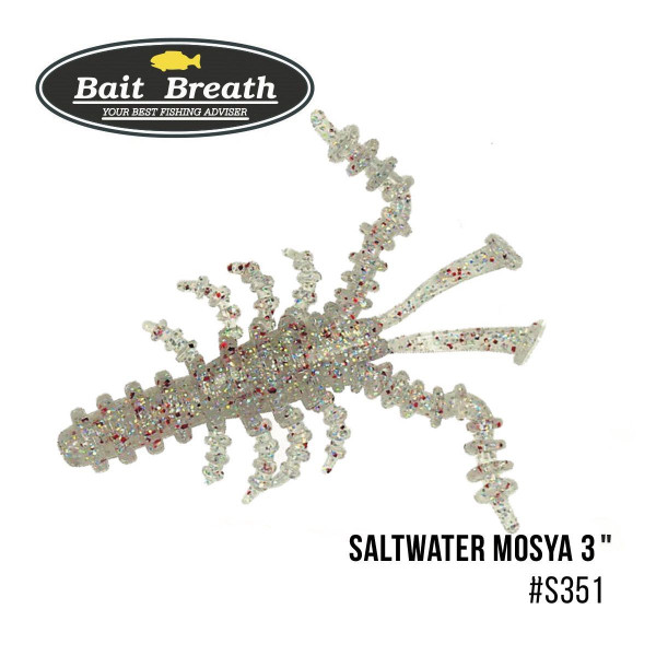 ".Приманка Bait Breath Saltwater Mosya 3" (6 шт.) (S351 UV Ｈologram Clear／Red)