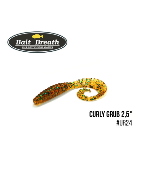 Приманка Bait Breath Curly Grub 2,5" (12шт) (Ur24 Ｐumpkin green/seed)