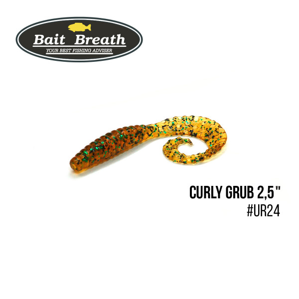 Приманка Bait Breath Curly Grub 2,5" (12шт) (Ur24 Ｐumpkin green/seed)