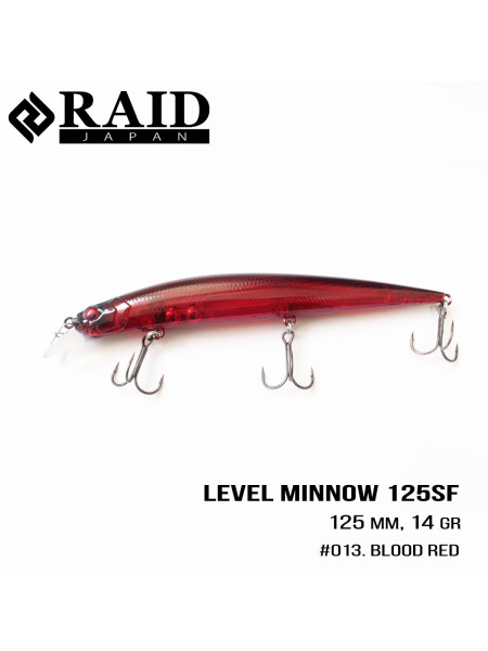 Воблер Raid Level Minnow (125mm, 14g) (013 Blood Red)
